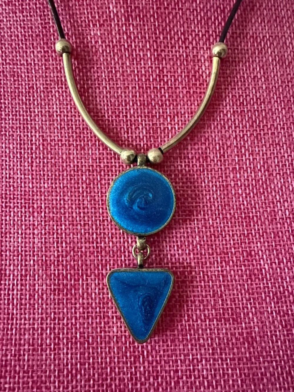 Blue Geometric Pendant Necklace by - Picture 2 of 2